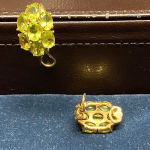 PERIDOT 14 K GOLD EARINGS!  7 OVAL STONES IN EACH